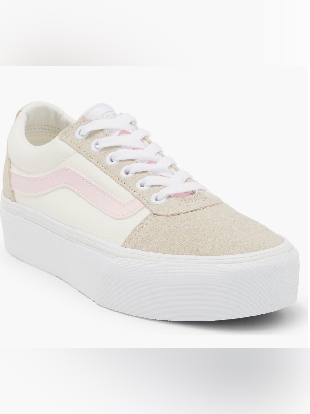 Vans Ward Pink and Beige Platform Sneakers